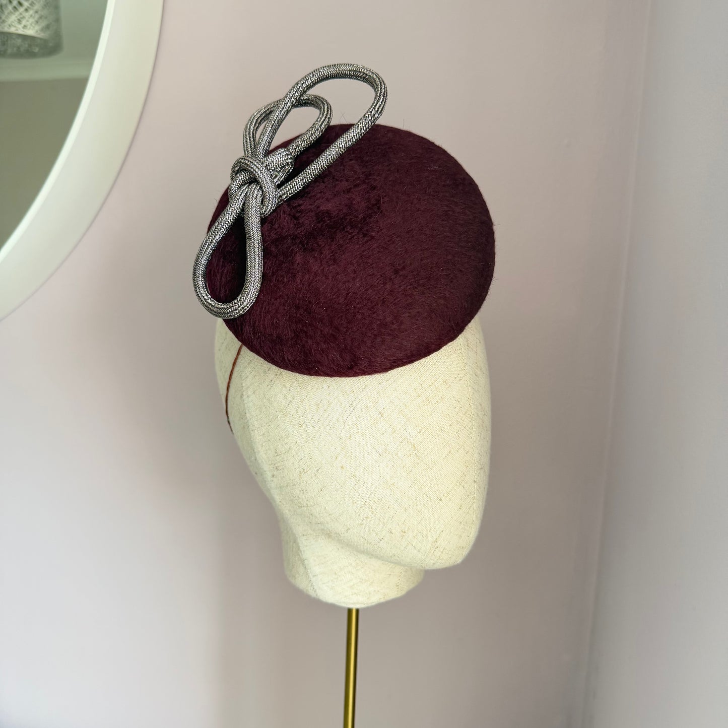 NORA Burgundy Felt Button Headpiece