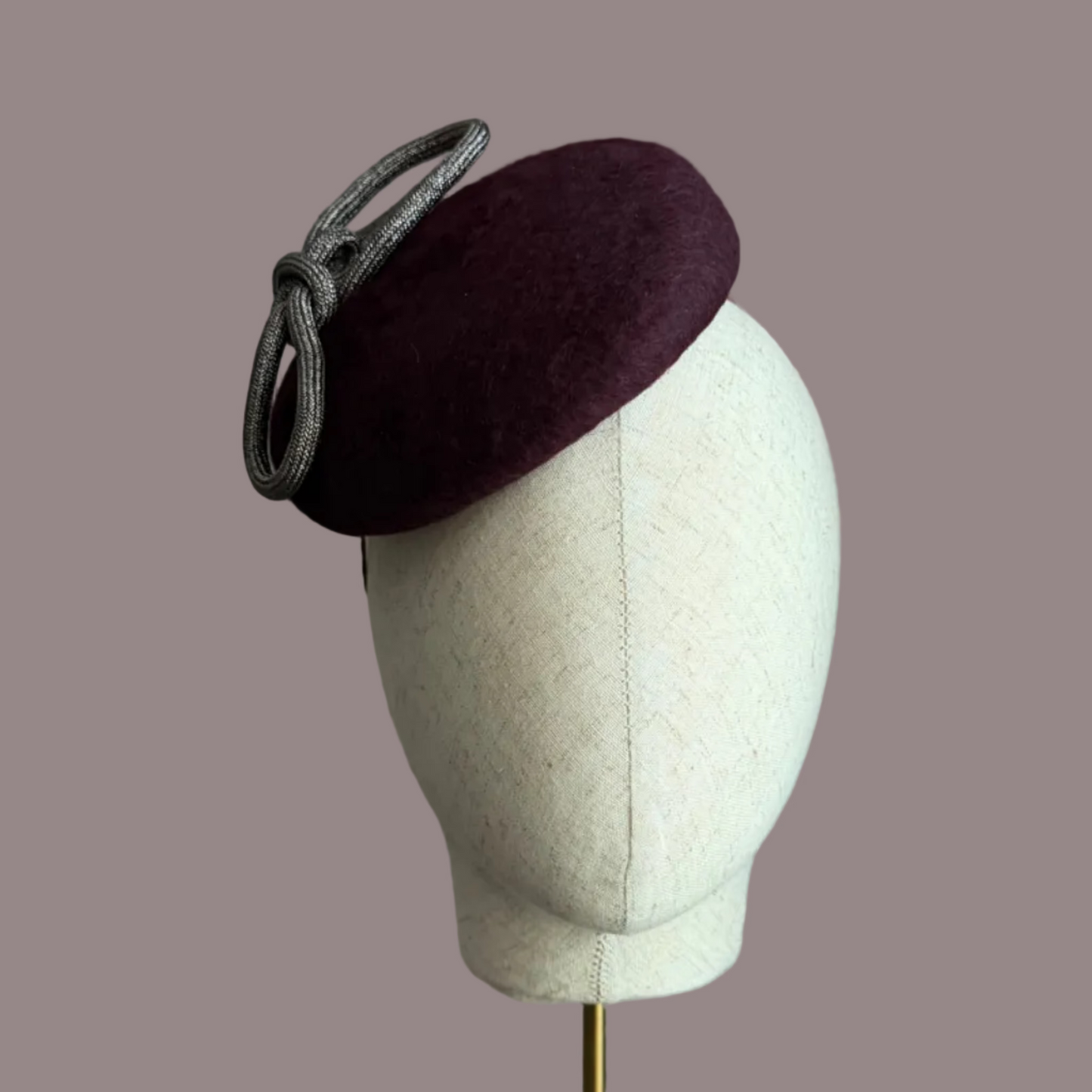 NORA Burgundy Felt Button Headpiece