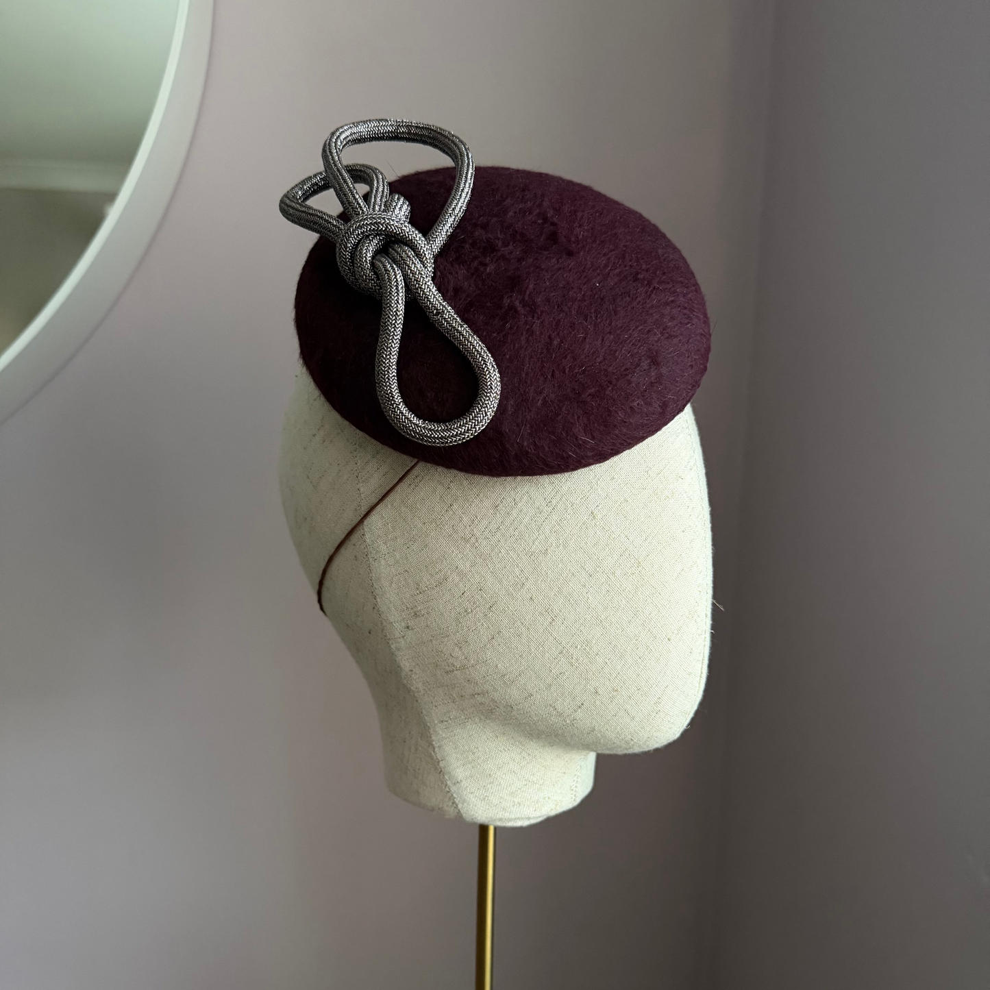 NORA Burgundy Felt Button Headpiece