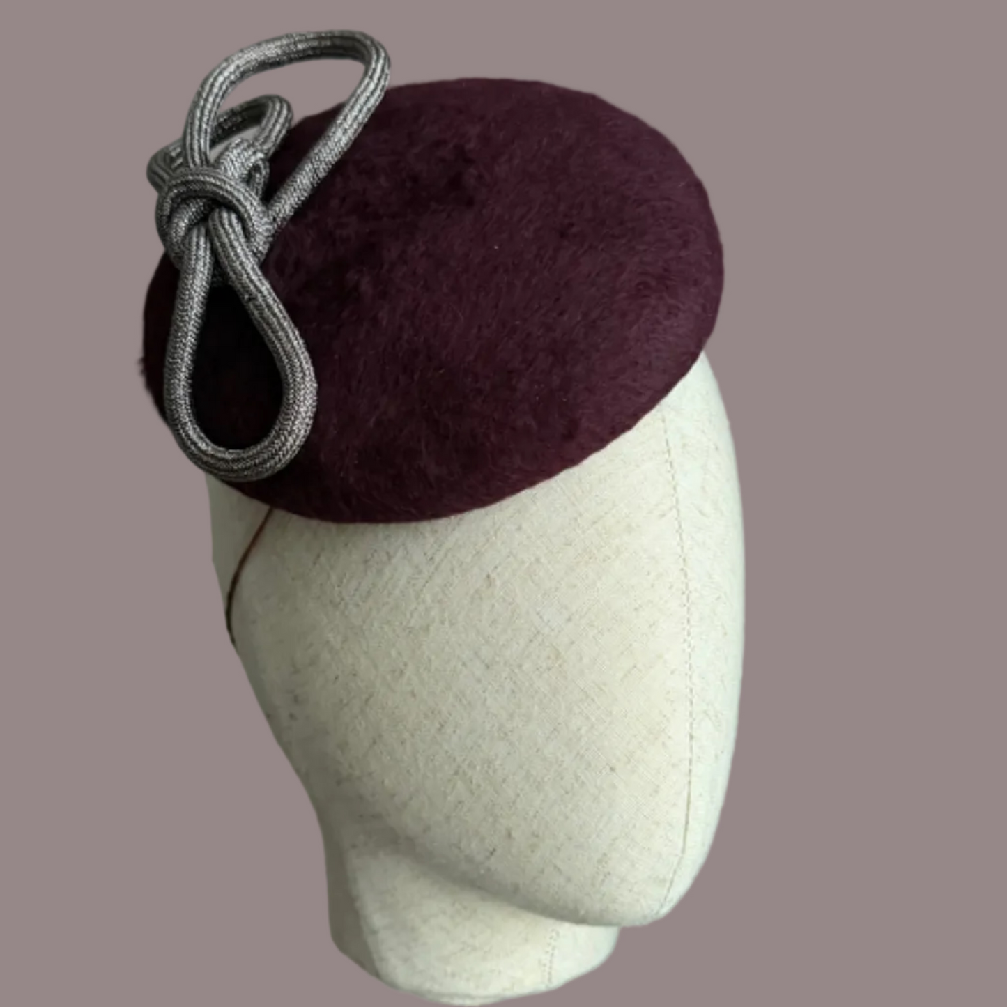 NORA Burgundy Felt Button Headpiece