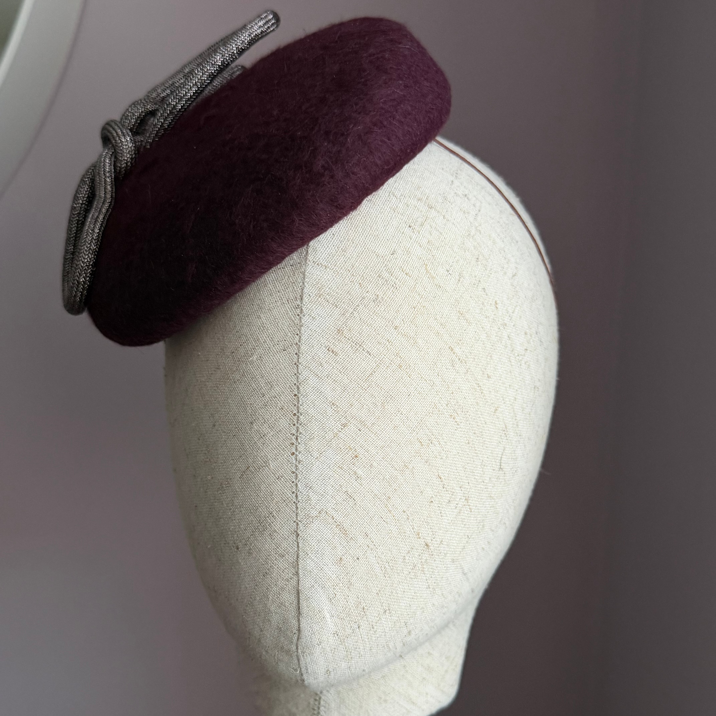 NORA Burgundy Felt Button Headpiece