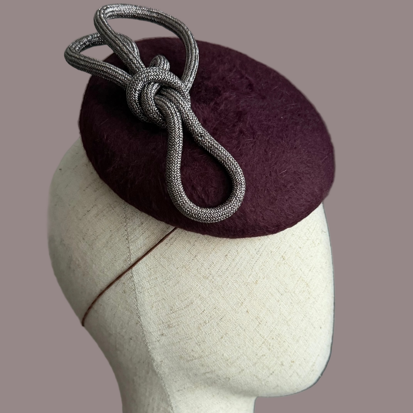 NORA Burgundy Felt Button Headpiece
