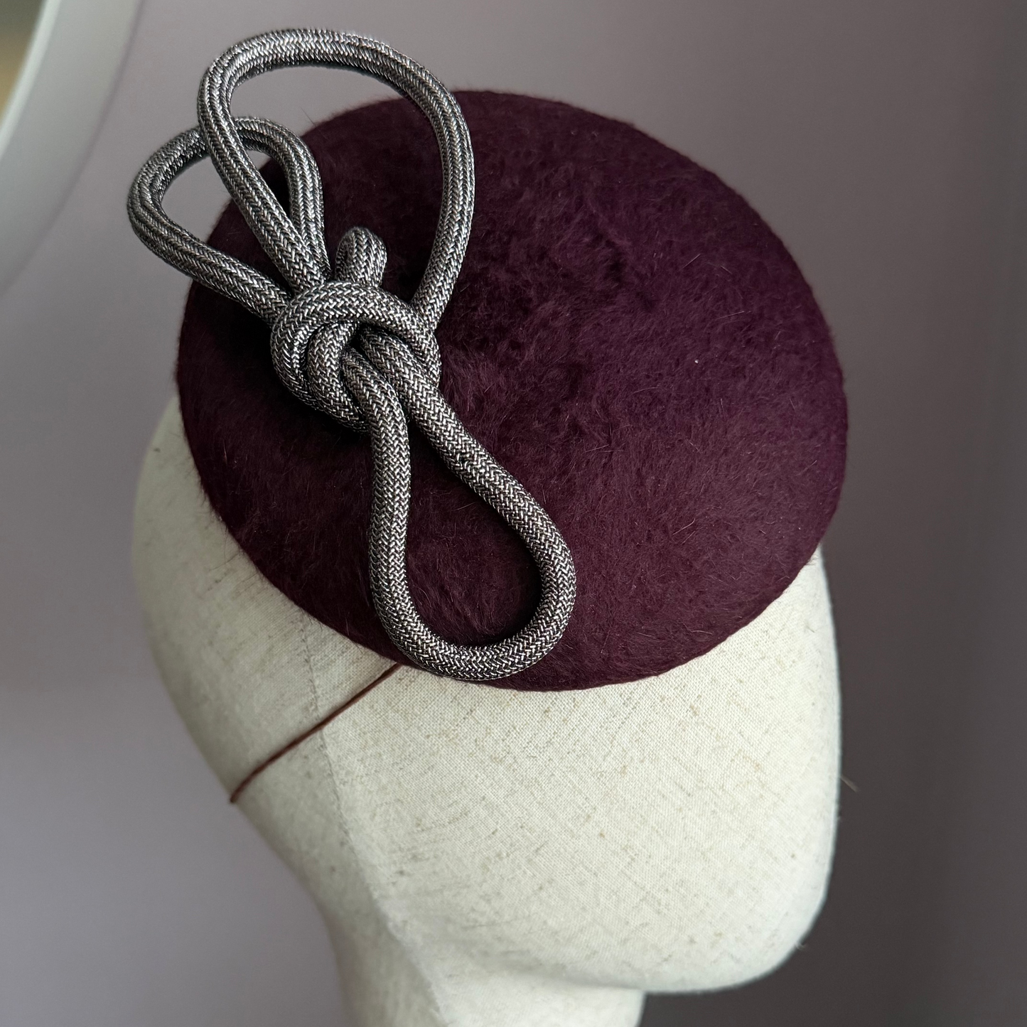 NORA Burgundy Felt Button Headpiece